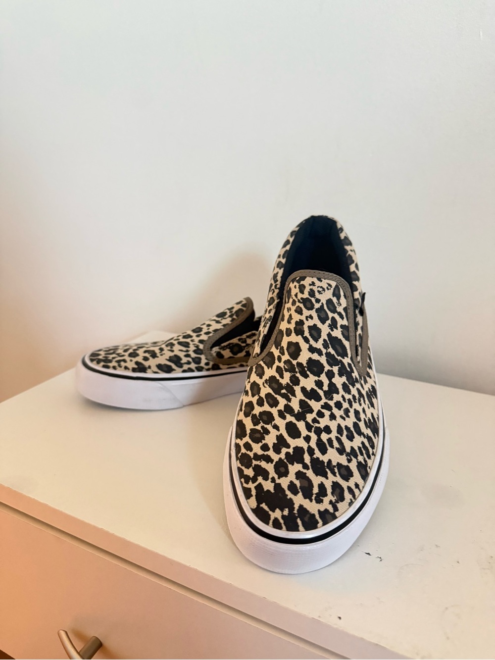 DC Women Slip-On Sneakers in Leopard Print Black & Cream